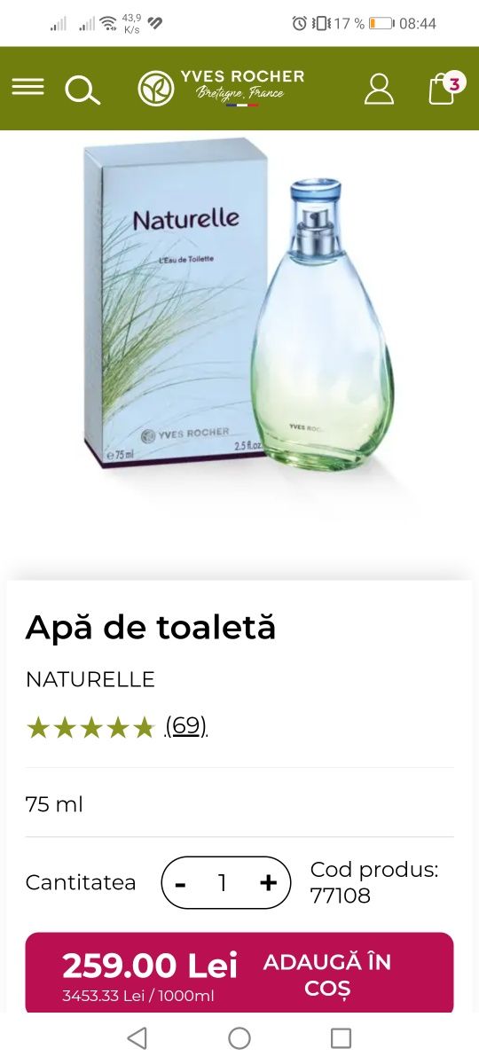 Naturelle Yves Rocher EDT 75ml nou