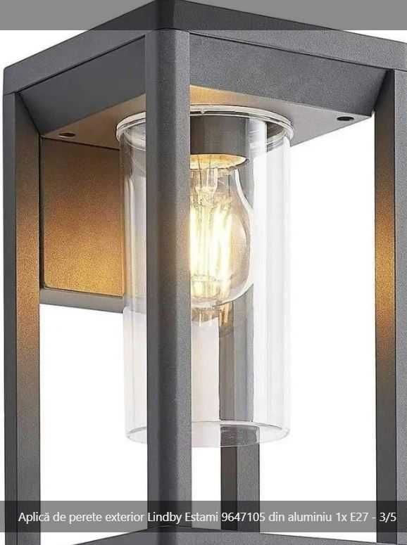 Aplică de perete exterior Lindby Estami 9647105 din aluminiu 1x E27.