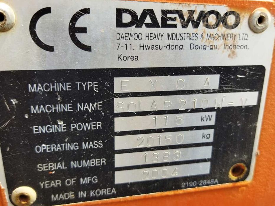 Колёсный экскаватор DAEWOO 210 W-V M4E (LOC)