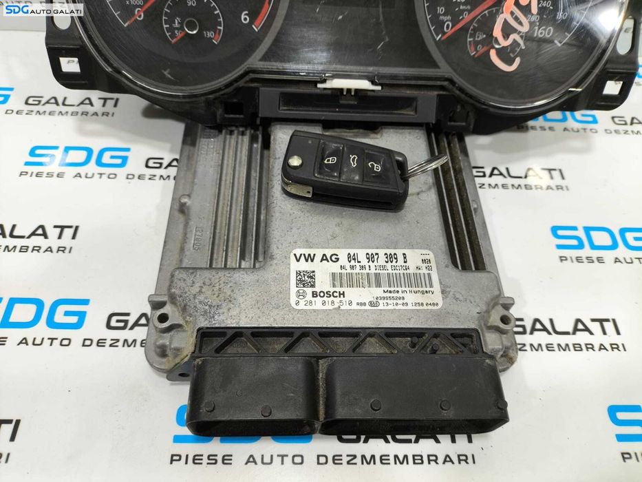 Kit Pornire Complet ECU Calculator Motor Ceas Ceasuri Bord Chei Cheie Cip Imobilizator Volkswagen Golf 7 1.6 TDI 2013 - 2017 Cod 04L907309B 0281018510 [L2342] [L2343]