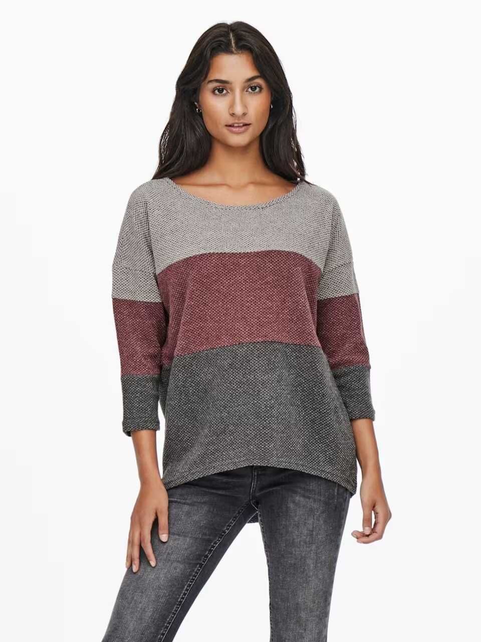 Дамски пуловер с 3/4 ръкав Alba Only, 95% полиестер, 5% еластан, L