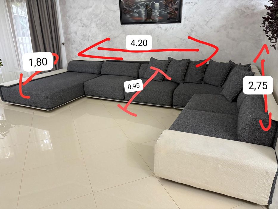 Vand colțar gri și crem.