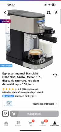 Espressor manual Star-Light ESD-170SS, 1470W