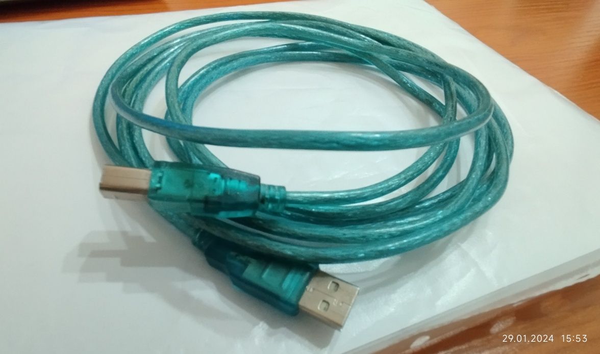 USB кабель А-В, качественный 3 метра,лежал без дела