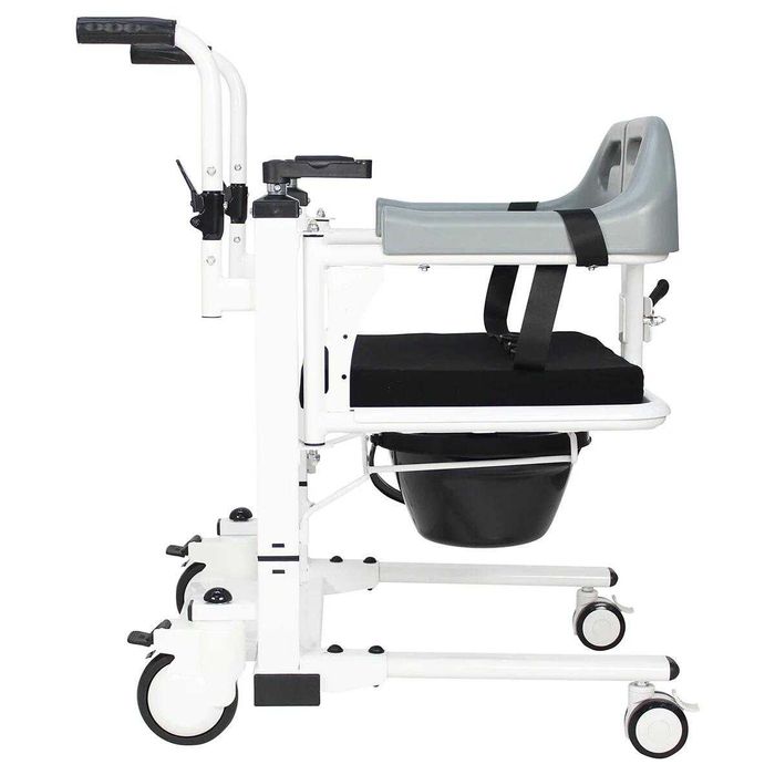 Scaun cu vas de toaleta, cu lift, pe roti, pentru transfer, max. 100kg