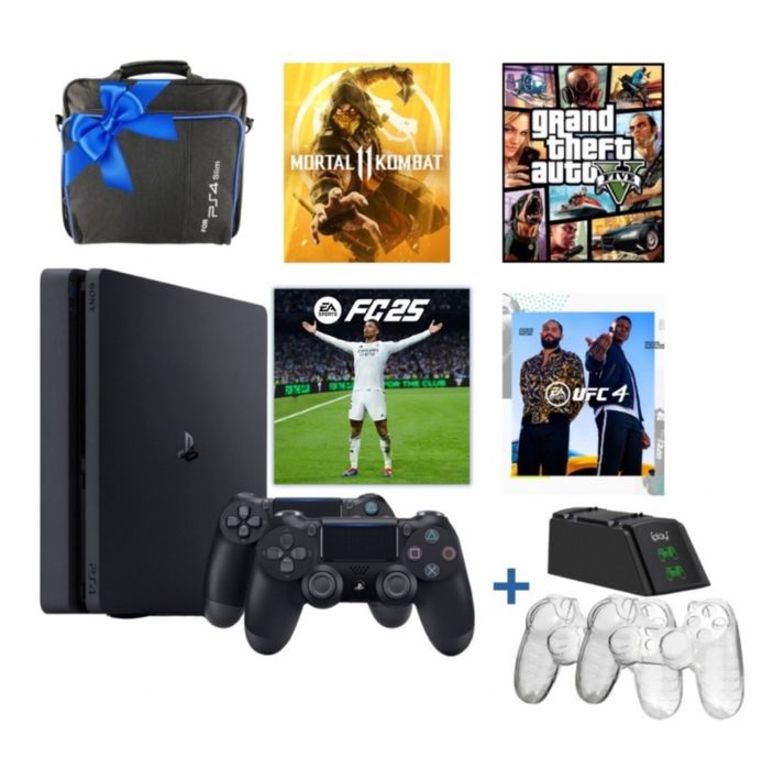 Продам новую Ps 4 с 2 джойстиками и играми