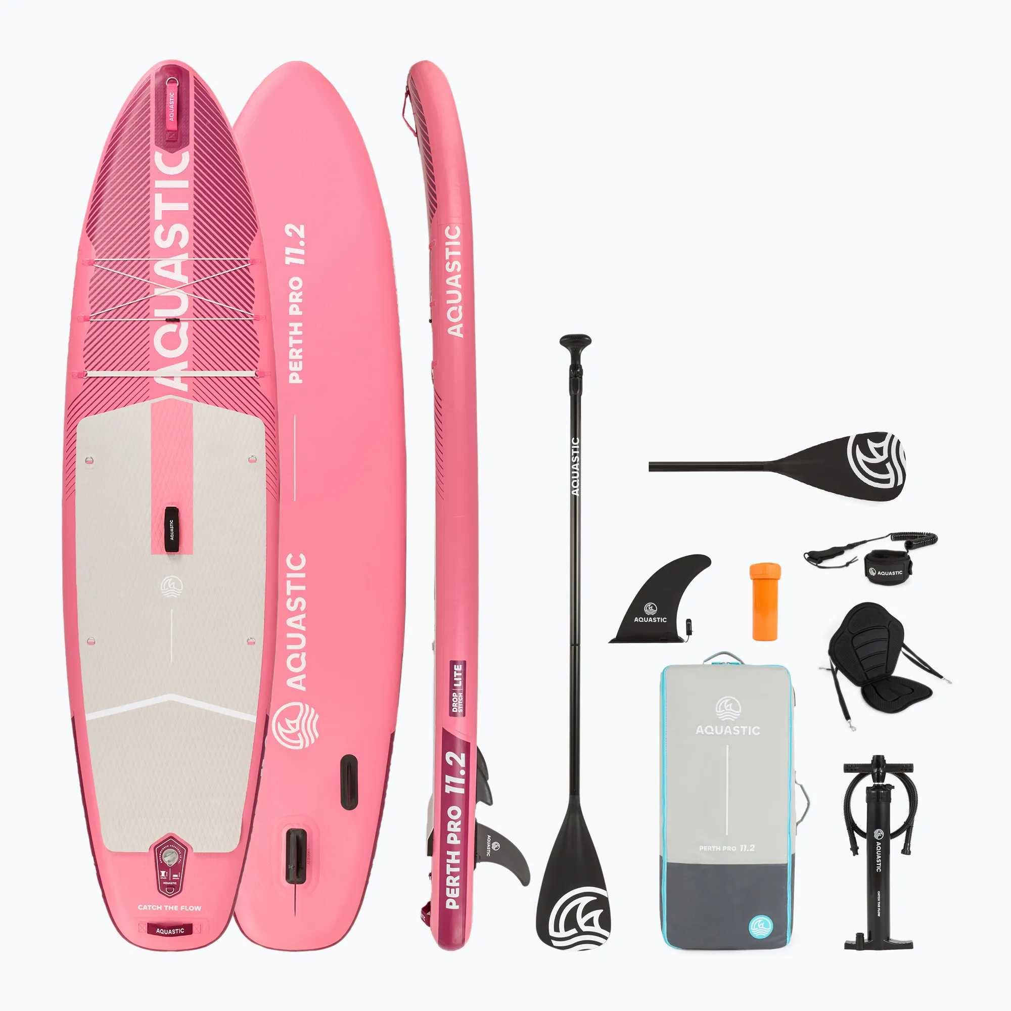 Падъл борд Розов AQUASTIC SUP дъска Perth Pro 11'2'' allround PINK