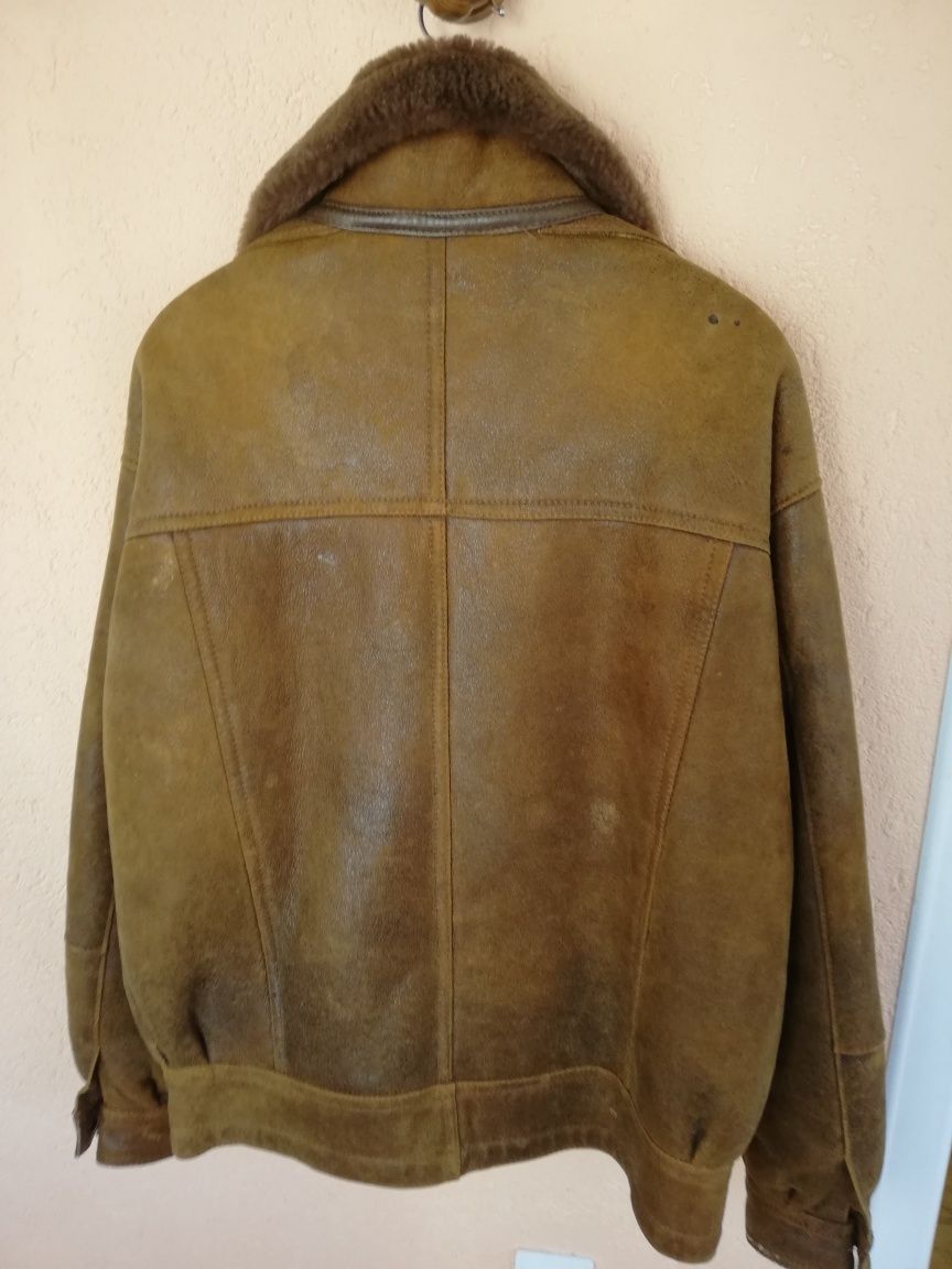 Geaca Aviator piele+blană naturala bărbați Vera Pelle xl