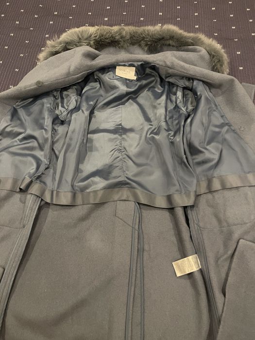 Кашемировое пальто с натуральным мехом из кашемира