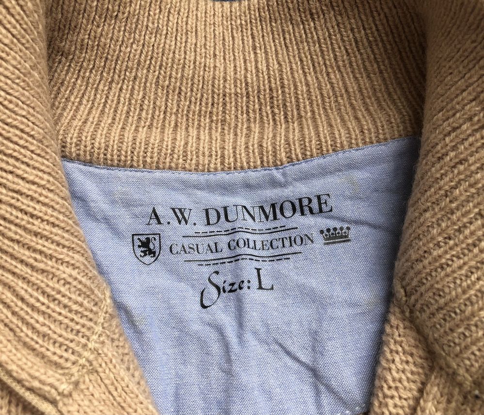 100% вълна A.W. Dunmore 1/2 Zip Wool Sweater мъжко поло - M