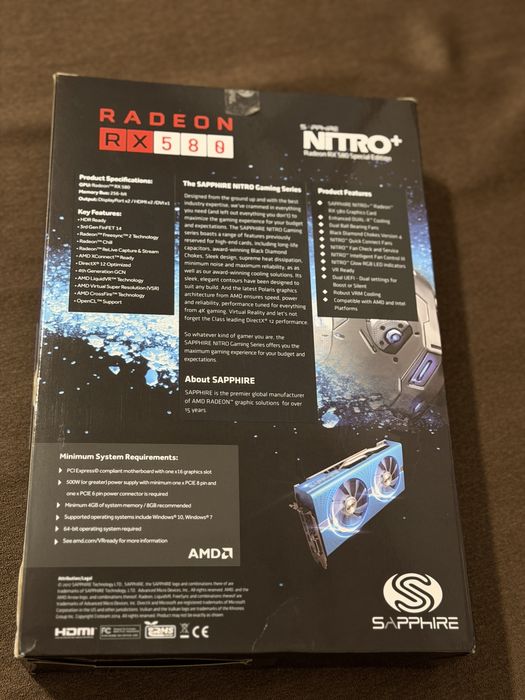 Placa video Sapphire NITRO+ Radeon RX 580 , 8 GB