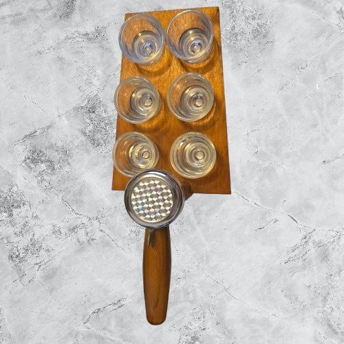 Set 6 pahare shot cu suport si clopotel, 30ml. ring for shots