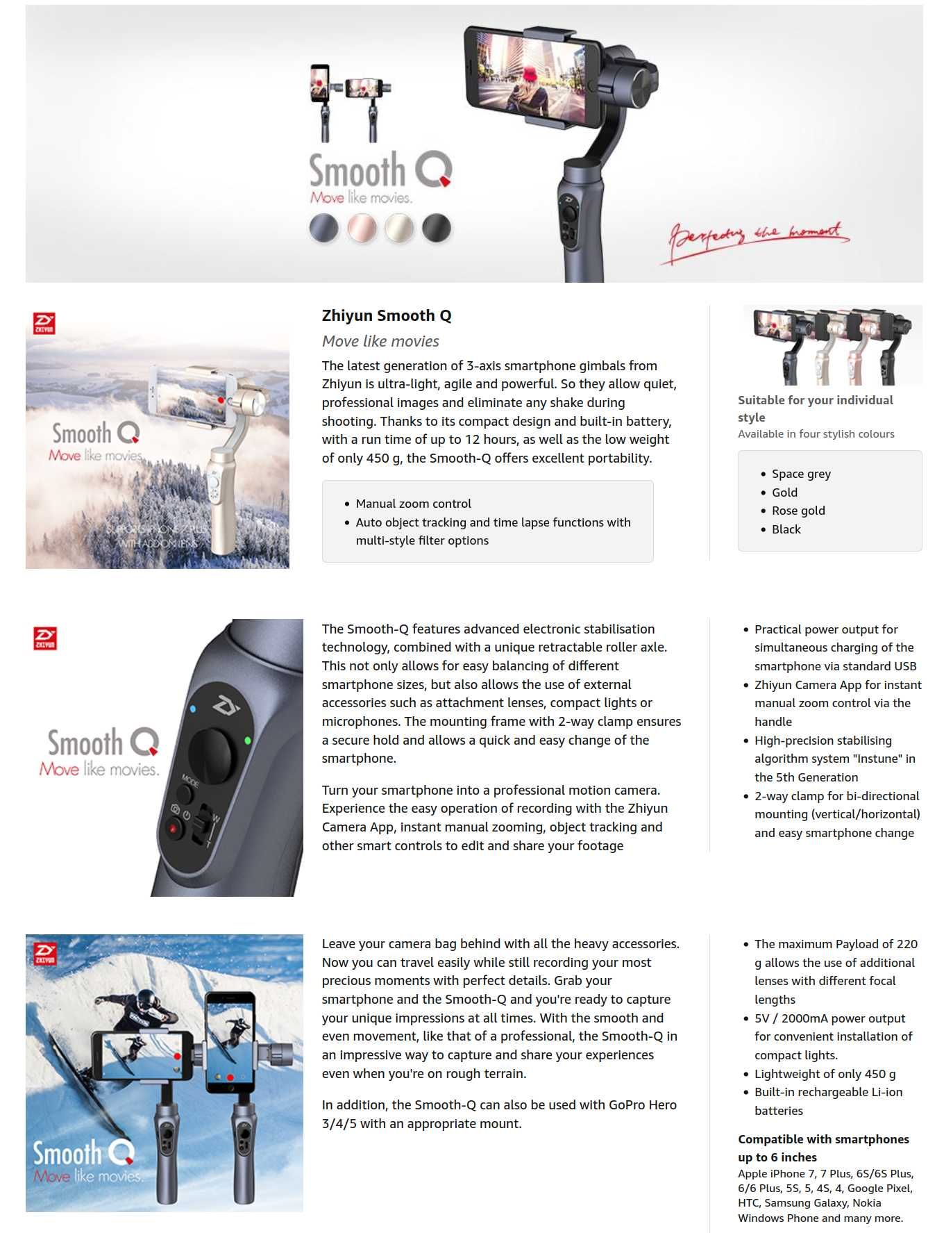 гимбал за телефон gimbal zhiyun smooth-q