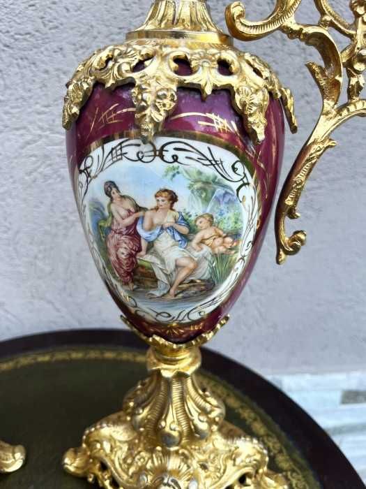 Superbe carafe-portelan pictat-scene galante-bronz d ore-Spania