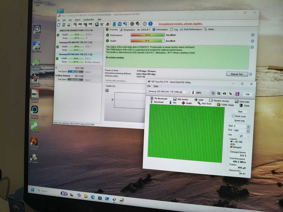 vand ssd  1tb sata3  2.5" samsung 860 second hand