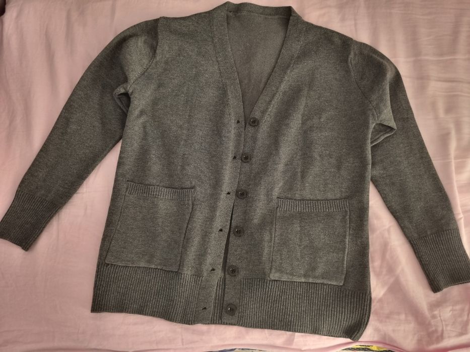 Серый короткий кардиган