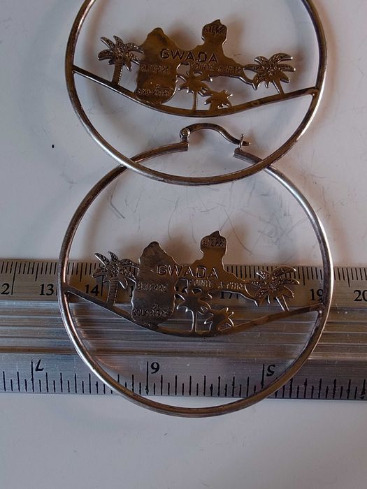 Cercei creole XL din argint „GWADA” (Guadeloupe)