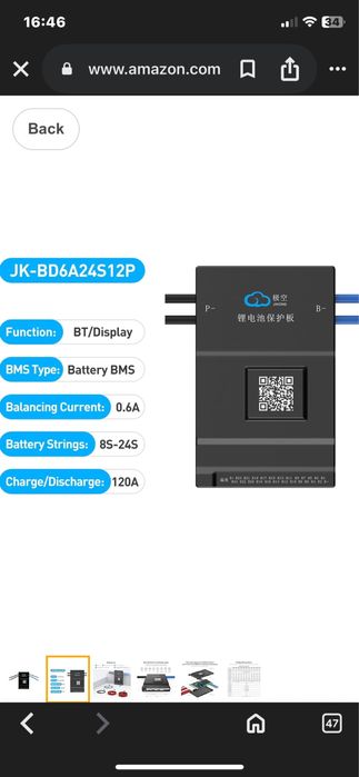 JK Smart BMS JK_BD6A24S12P, 8S/24S 100A 200A Lilon LifePro4 LTO