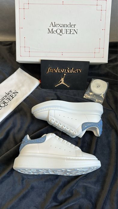 Alexander Mcqueen White and Blue Crystal/Diamonds (size 37)