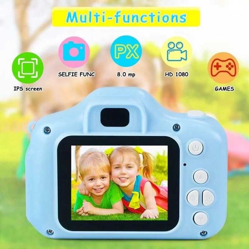 Детски фотоапарат STELS W390 с 16GB карта, Селфи, Full HD видео, Игри