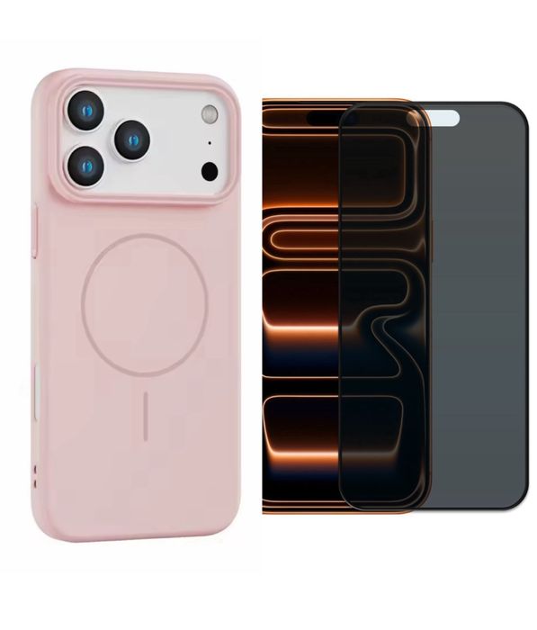 Husa Magsafe Armour + Folie Sticla  D/6D/Privacy Iphone 17 PRO MAX AIR