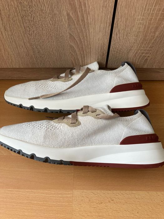 Brunello Cucinelli - Suede-Trimmed Stretch-Knit Sneakers - Neutrals