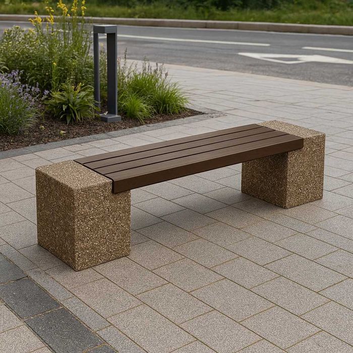 Banca stradală din beton cu  piatră naturală – 200 x 39 x 40 cm