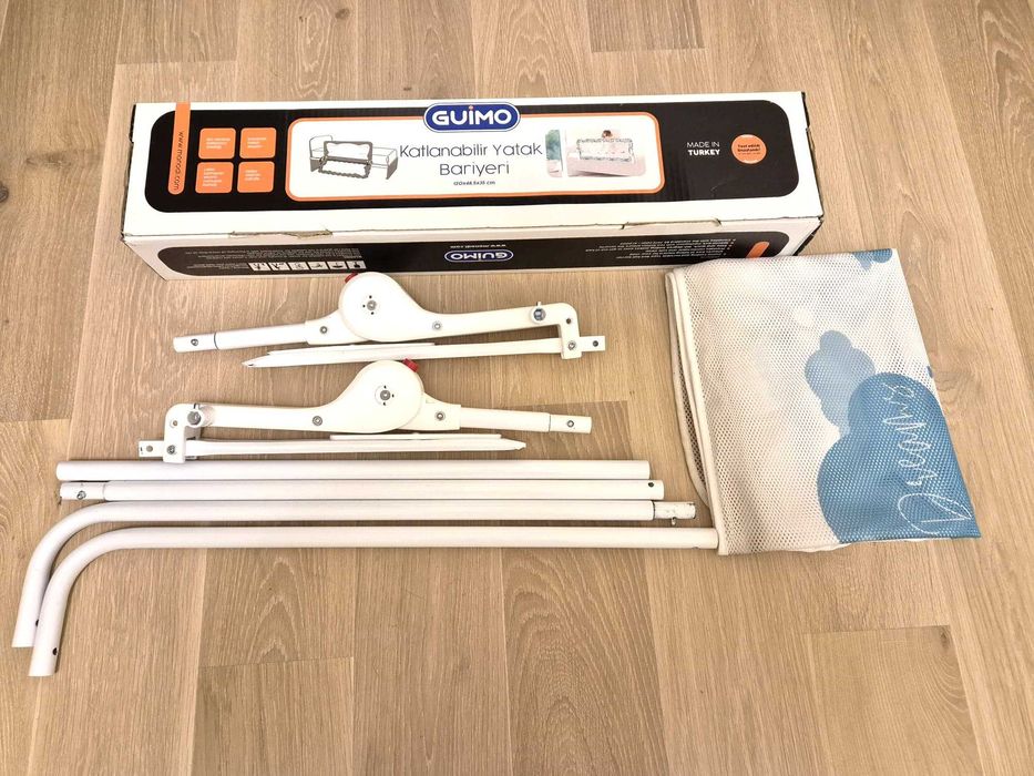 Vand bariera de protectie pat copii, Guimo, 120x48 cm, husa lavabila