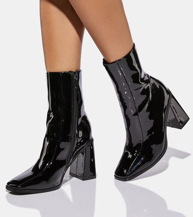 Zara черни лачени боти номер 41