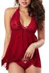 Set de lenjerie sexy rochita cu bustiera, chilot Brazilian, dantela, M