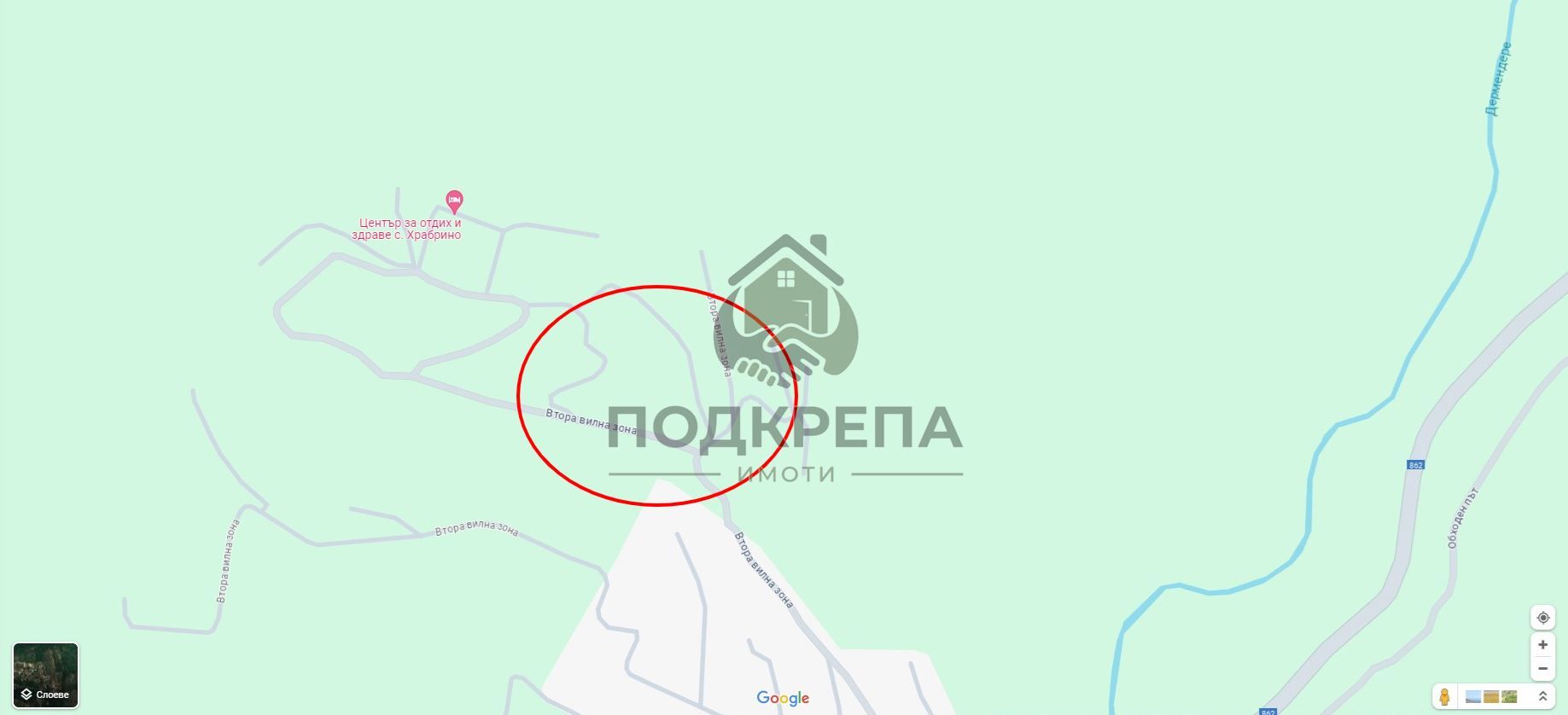 Парцел в Пловдив, област-с.Храбрино площ 500