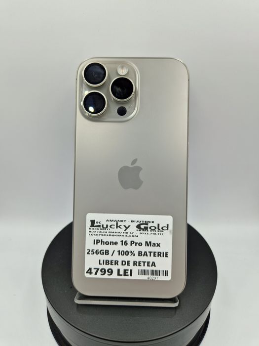 iPhone 16 Pro Max 256Gb/100% Baterie/1 ciclu incarcare/Garantie #48297