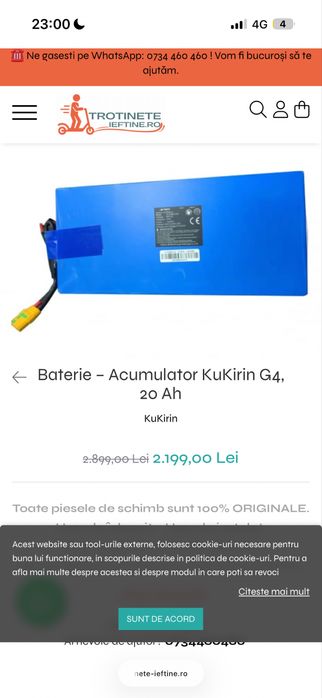 Vând baterie 20Ah 60v