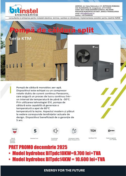 Pompa de caldura split 10 si 14 kw