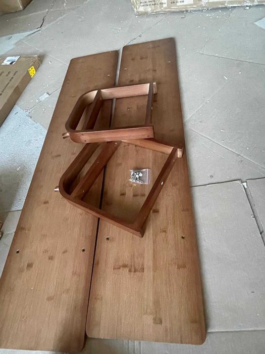 Comand TV din bambus, cu 2 rafturi, 140 cm,