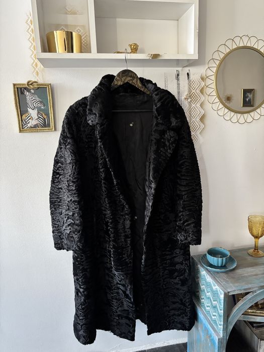 Кожено палто естествен косъм астраган