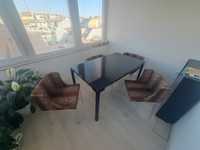 4 Стола + Трапезна маса (стъклена)