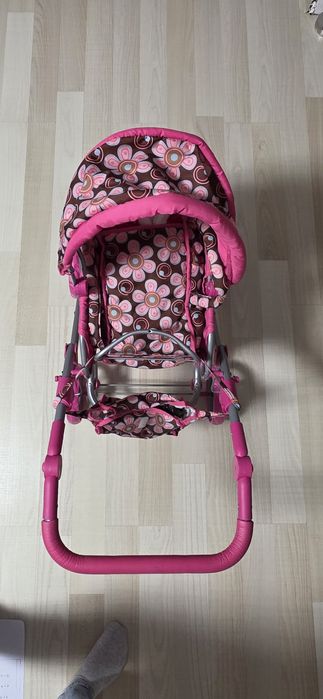 Cărucior păpuși roz