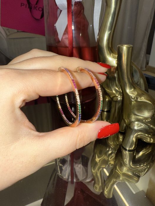 Сребърни обеци с цветни Swarovski камъни