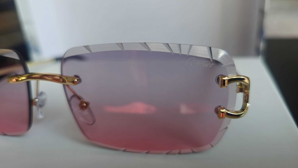 Pachet Ochelari de soare Cartier rimless Diamond Cut light pink