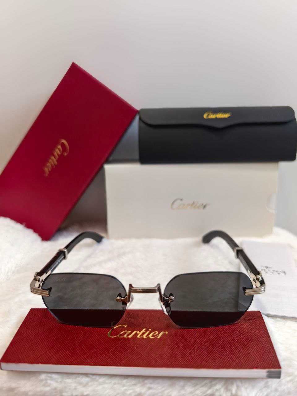 Слънчеви очила Cartier CT0326s silver дървена рамка