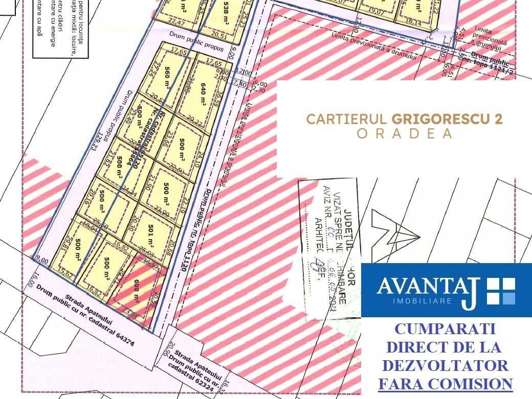 Teren în Cartierul GRIGORESCU 2 ORADEA parcela 500 mp cu PUZ