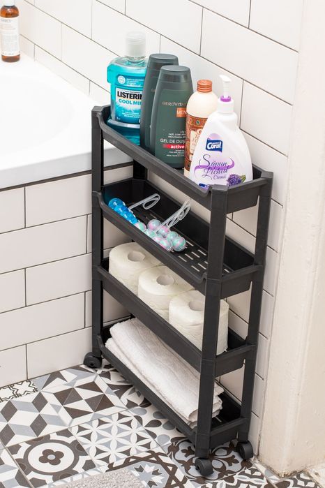 Etajera cu 4 rafturi pe roti - pt spatii inguste