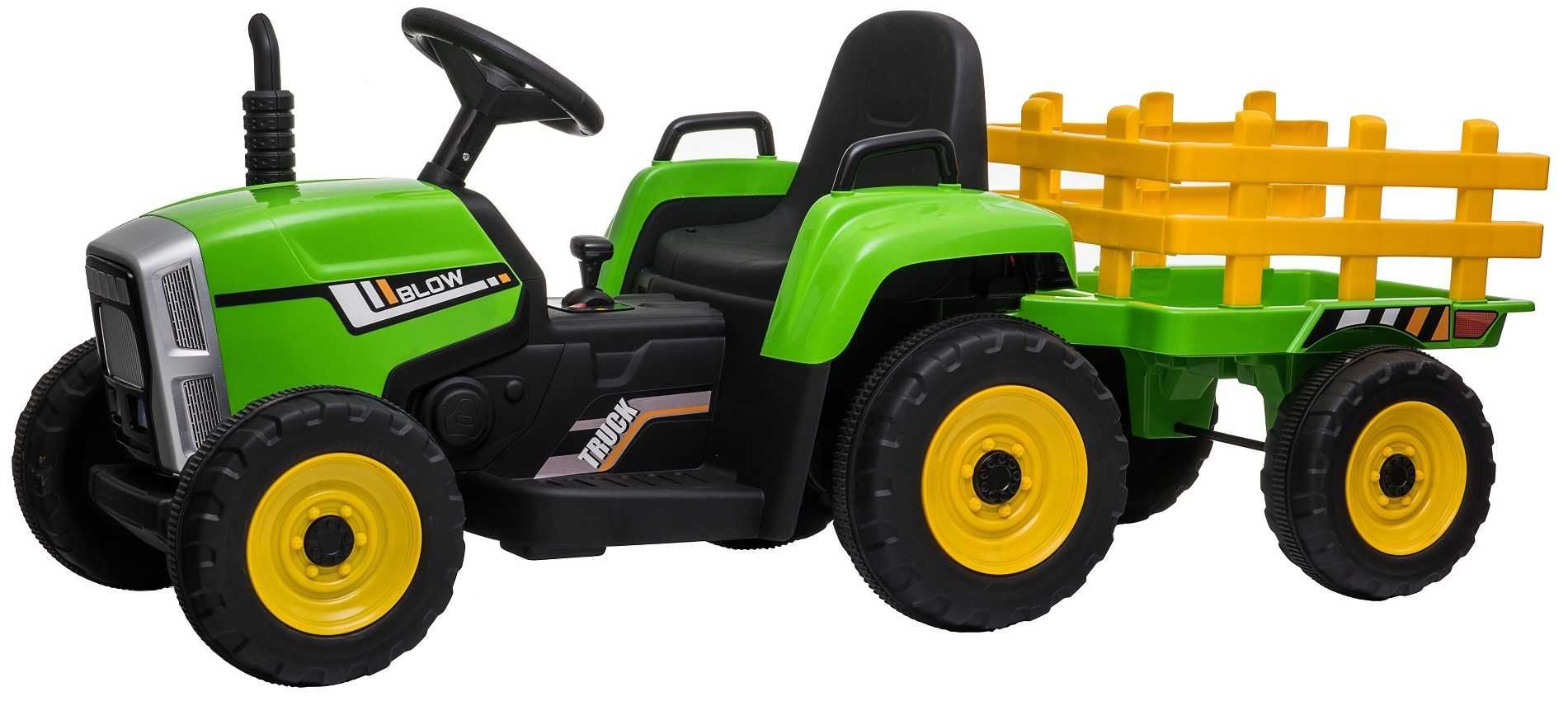 Tractoras electric cu remorca copii 2-6 ani Blow 60W, Roti Moi Verde