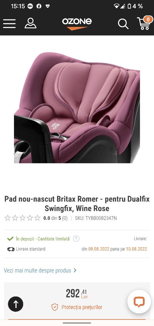 Insert perna reductoare Britax Romer roz