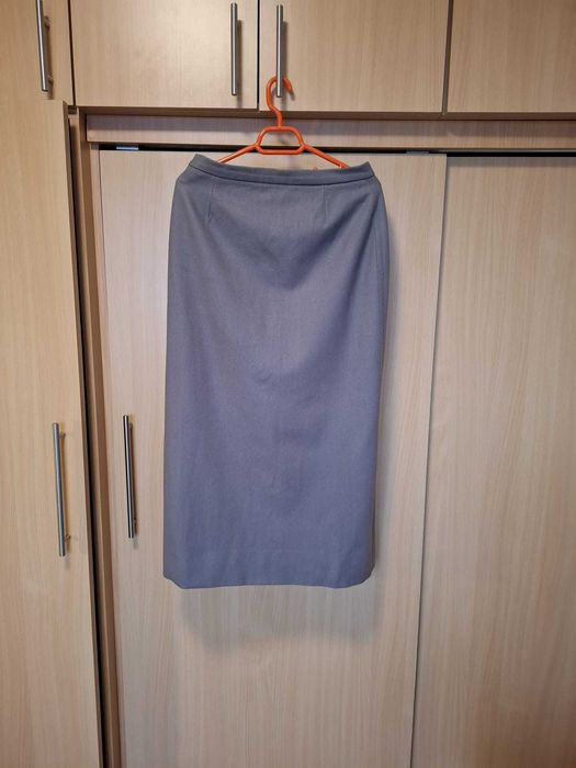 fusta lunga dama gri cu jupa, marimea 40
