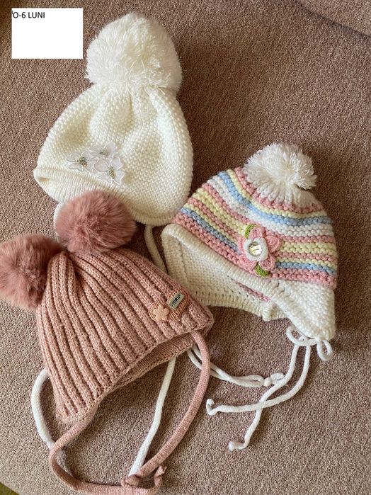 Lot caciula bentita sosete bebe copii toamna iarna 0-6luni