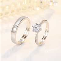 Комплект Сребърен пръстен годежен пръстен с цирконий