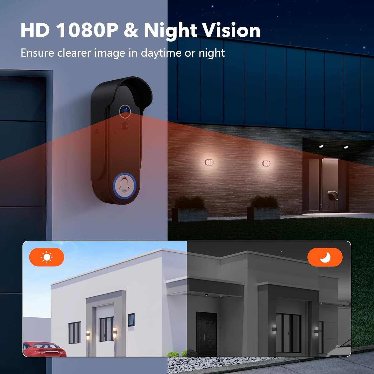 Безжична WiFi видеодомофонна система, 1080P,  7" сензорен екран ...