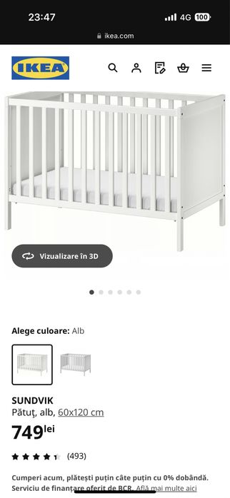 Vand patut Sundvik ikea + saltea+ bara Nattapa+ aparatori patut